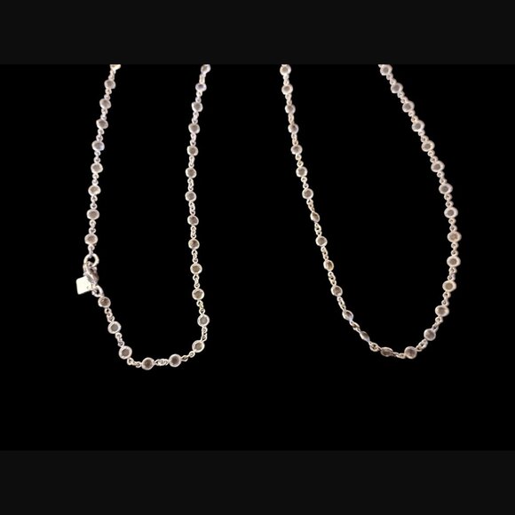 Banana Republic Silver Tone Clear Bezel Rhinestone 35" Long Necklace - Picture 4 of 6